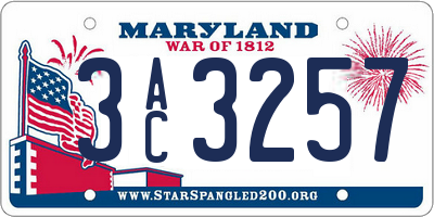 MD license plate 3AC3257