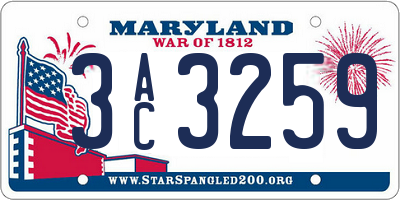 MD license plate 3AC3259