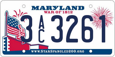 MD license plate 3AC3261