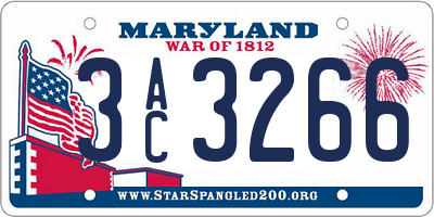MD license plate 3AC3266