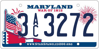 MD license plate 3AC3272