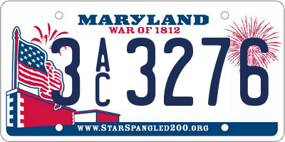 MD license plate 3AC3276