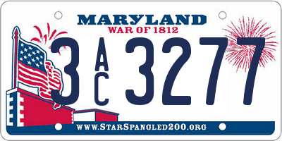 MD license plate 3AC3277