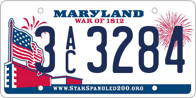 MD license plate 3AC3284