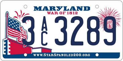 MD license plate 3AC3289