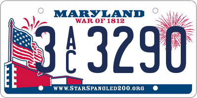 MD license plate 3AC3290