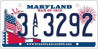 MD license plate 3AC3292