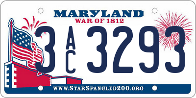 MD license plate 3AC3293