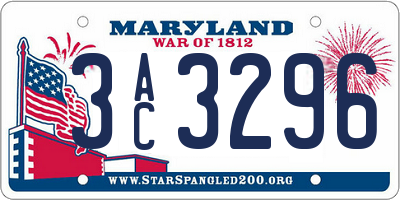 MD license plate 3AC3296