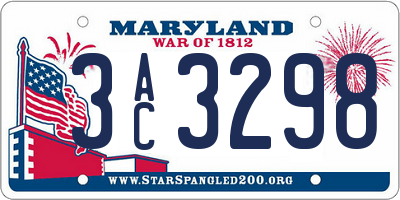 MD license plate 3AC3298