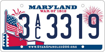 MD license plate 3AC3319