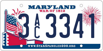 MD license plate 3AC3341