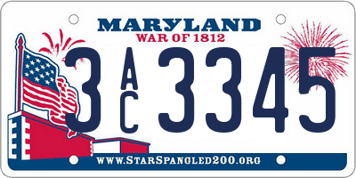 MD license plate 3AC3345