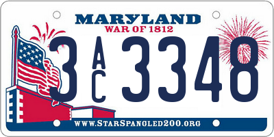 MD license plate 3AC3348