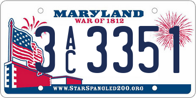 MD license plate 3AC3351