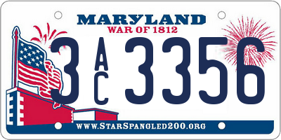 MD license plate 3AC3356