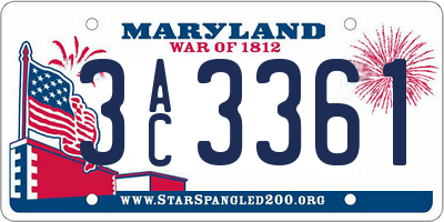 MD license plate 3AC3361