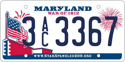 MD license plate 3AC3367