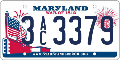 MD license plate 3AC3379