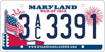 MD license plate 3AC3391