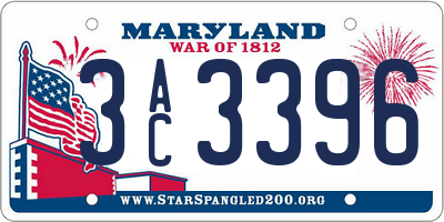 MD license plate 3AC3396
