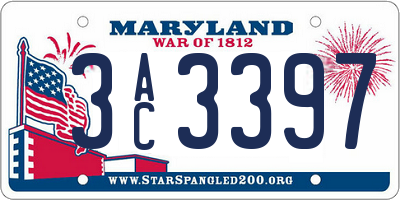 MD license plate 3AC3397