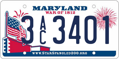 MD license plate 3AC3401