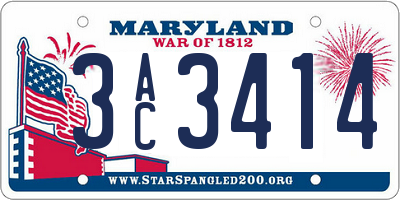 MD license plate 3AC3414