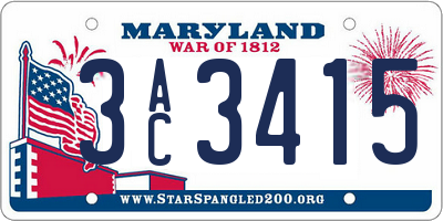 MD license plate 3AC3415