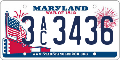 MD license plate 3AC3436