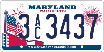 MD license plate 3AC3437