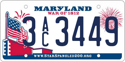 MD license plate 3AC3449