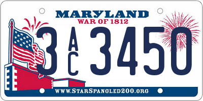 MD license plate 3AC3450