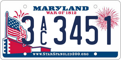 MD license plate 3AC3451