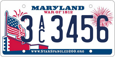 MD license plate 3AC3456