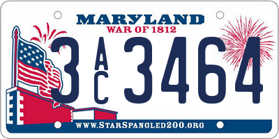 MD license plate 3AC3464