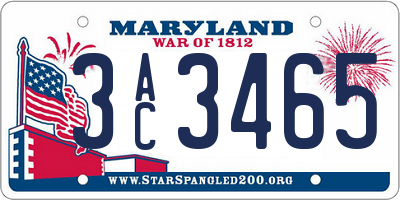 MD license plate 3AC3465
