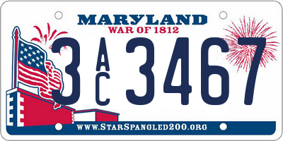 MD license plate 3AC3467