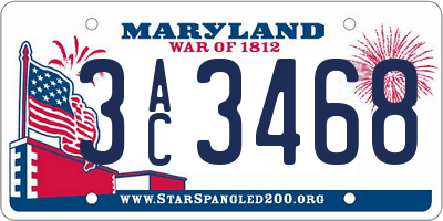 MD license plate 3AC3468