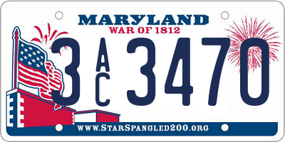 MD license plate 3AC3470
