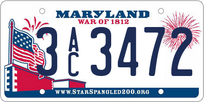 MD license plate 3AC3472