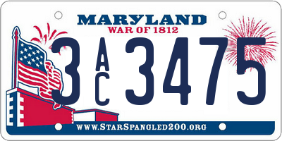 MD license plate 3AC3475