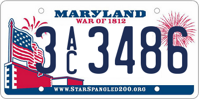 MD license plate 3AC3486