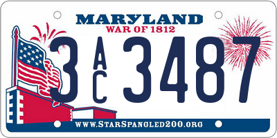 MD license plate 3AC3487