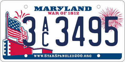 MD license plate 3AC3495