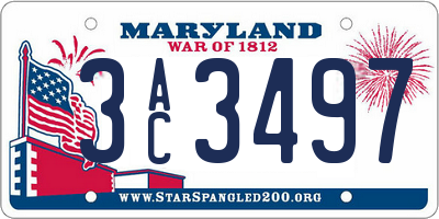 MD license plate 3AC3497