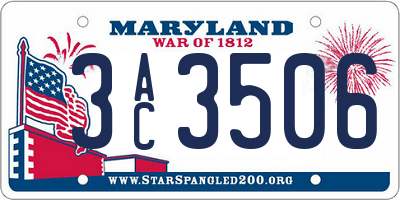 MD license plate 3AC3506
