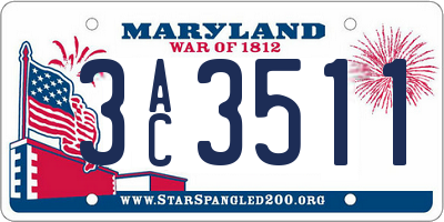 MD license plate 3AC3511