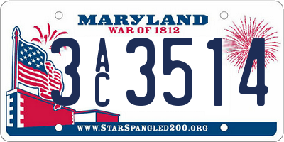 MD license plate 3AC3514