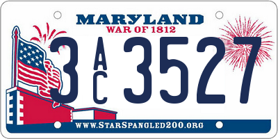 MD license plate 3AC3527